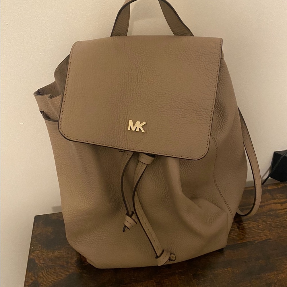 Gray/tan Michael Kors purse backpack